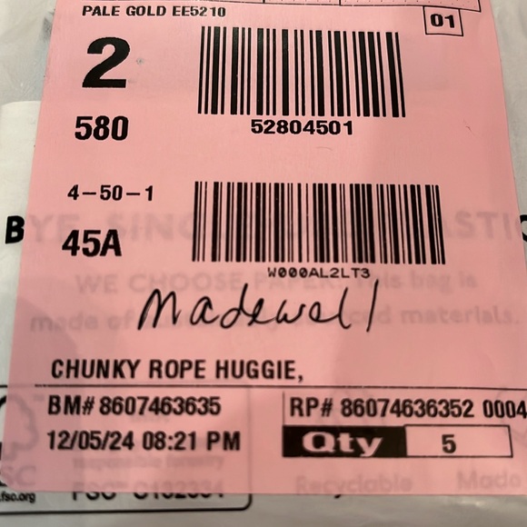 Madewell Gold Chunky Rope Huggie Hoop Earrings/NWT - Picture 8 of 8